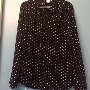 Kim Rogers black and white polka dot blouse XL